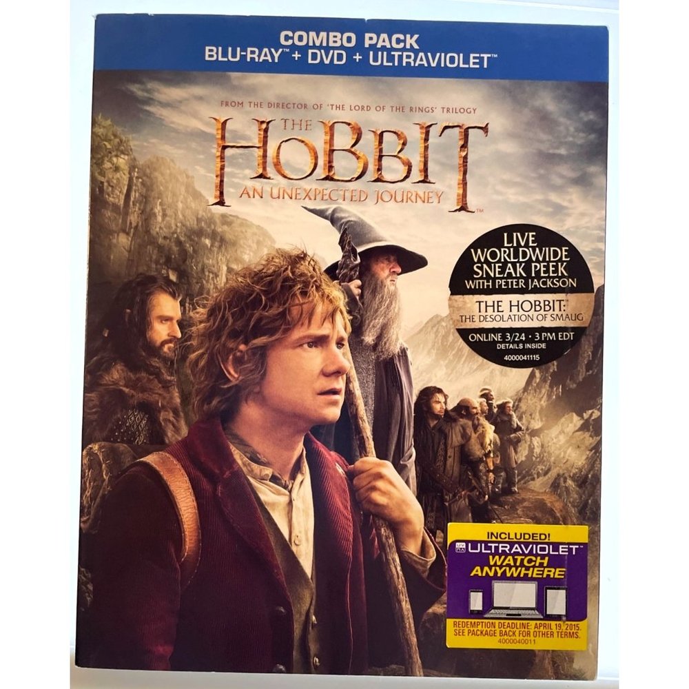 The Hobbit An Unexpected Journey Movie Blu-ray DVD UV Combo Pack Edition New